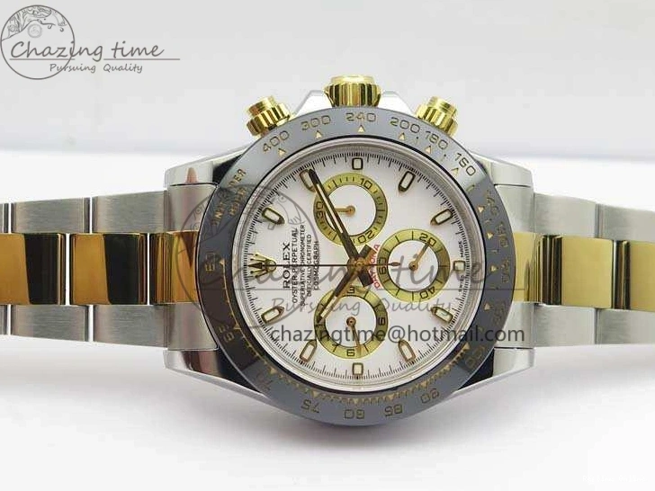 0126 Daytona SS YG Ceramic Bezel JH Best Edition White Dial On SS YG Bracelet A Resilient 3530
